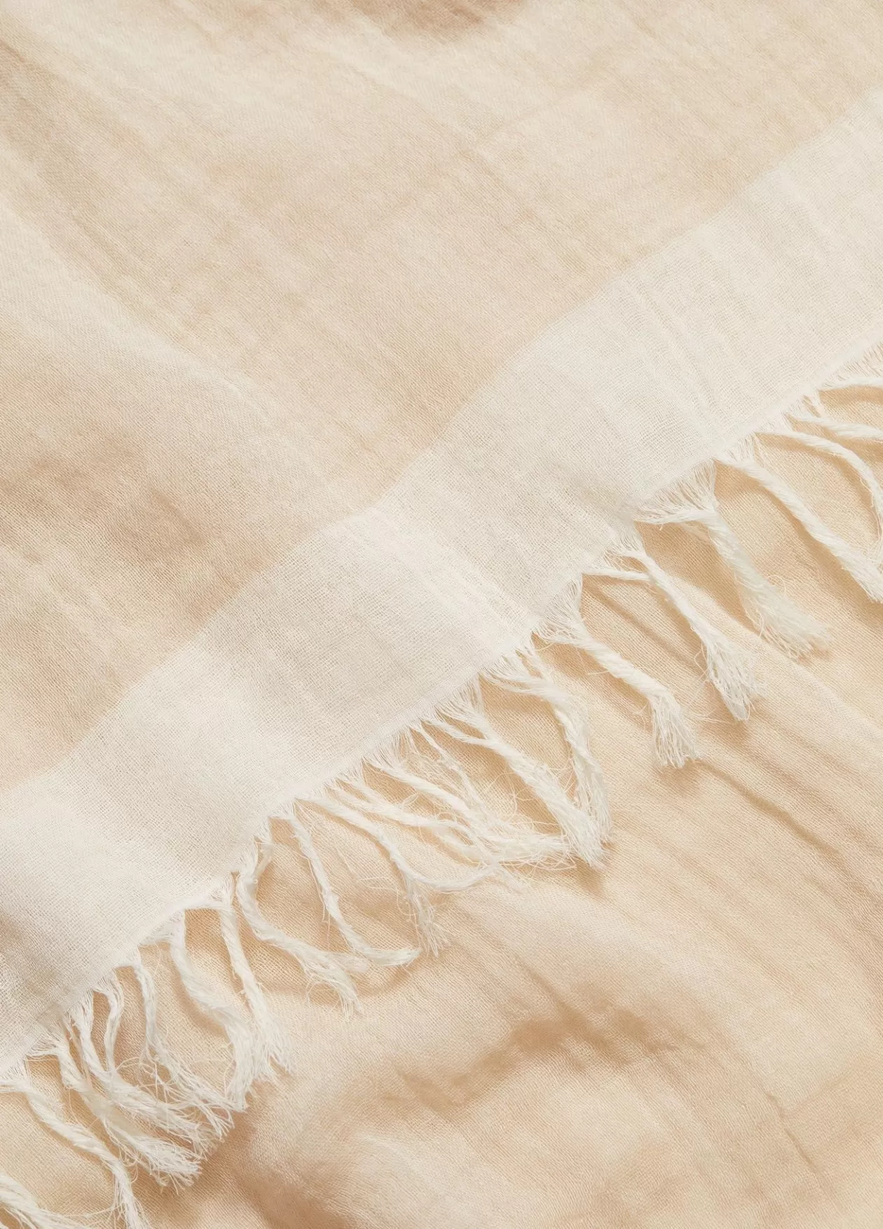 Sale Vince Border-Stripe Cotton Scarf optic white/white oak