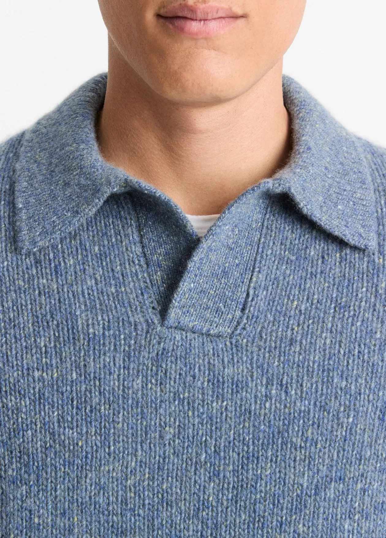 Fashion Vince Cashmere Donegal Johnny-Collar Sweater heather evening mist