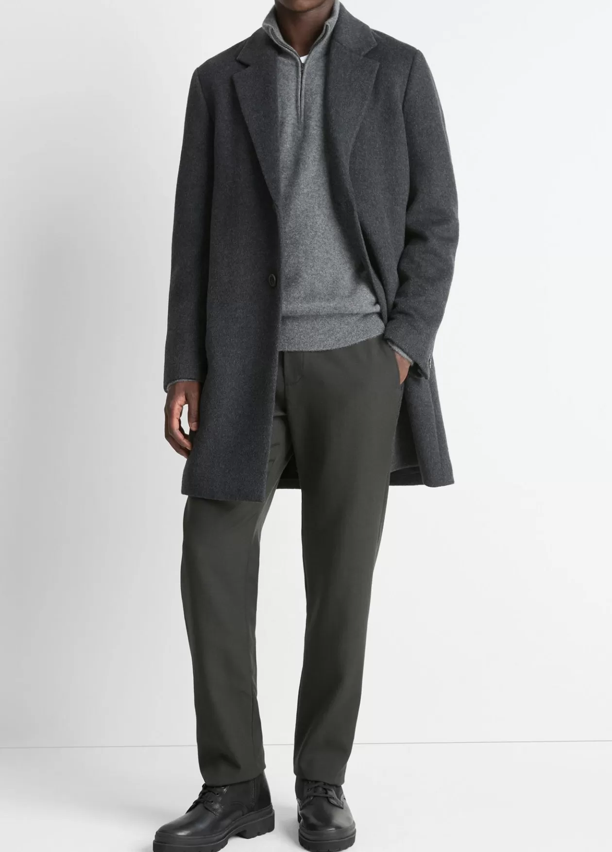 Store Vince Classic Italian Wool-Blend Coat heather charcoal