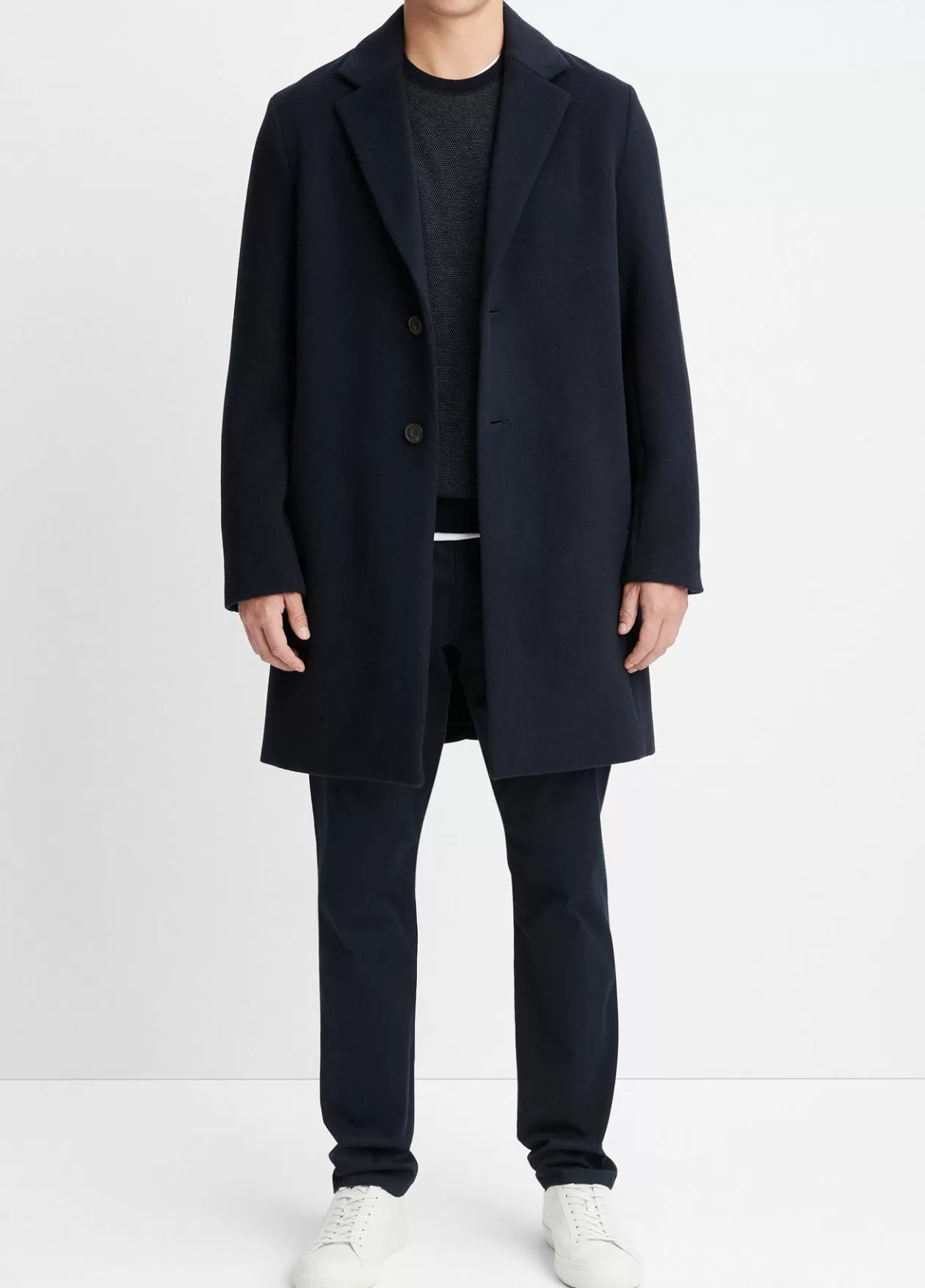 Shop Vince Classic Italian Wool-Blend Coat coastal blue