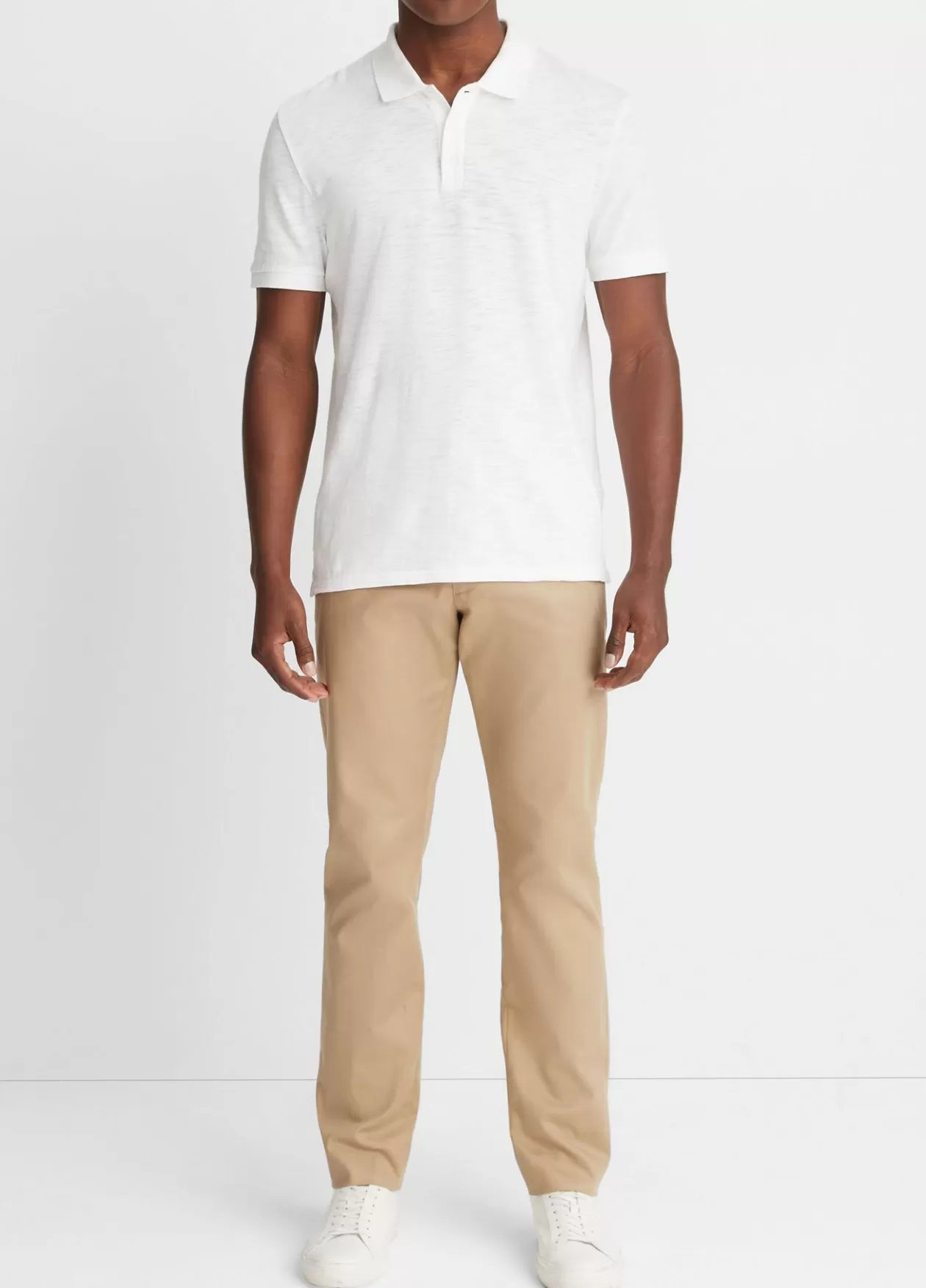 Fashion Vince Classic Slub Polo Shirt white