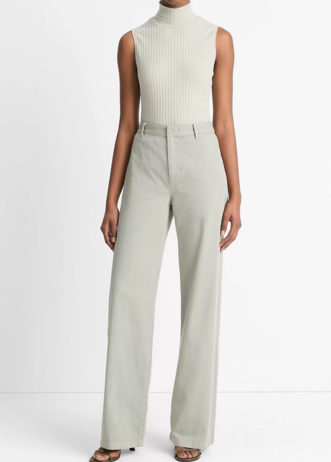 Hot Vince Cotton Low-Rise Wide-Leg Pant sage mist