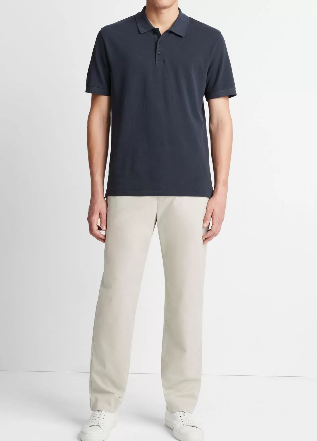 Shop Vince Cotton Piqué Polo Shirt coastal blue