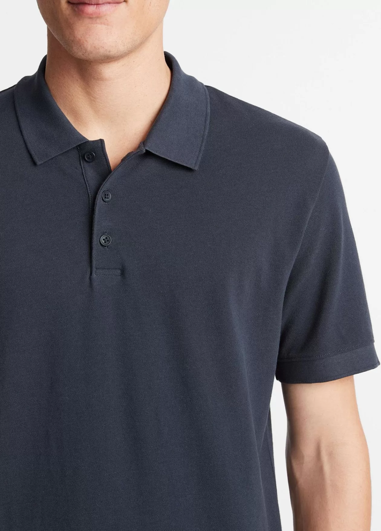 Shop Vince Cotton Piqué Polo Shirt coastal blue