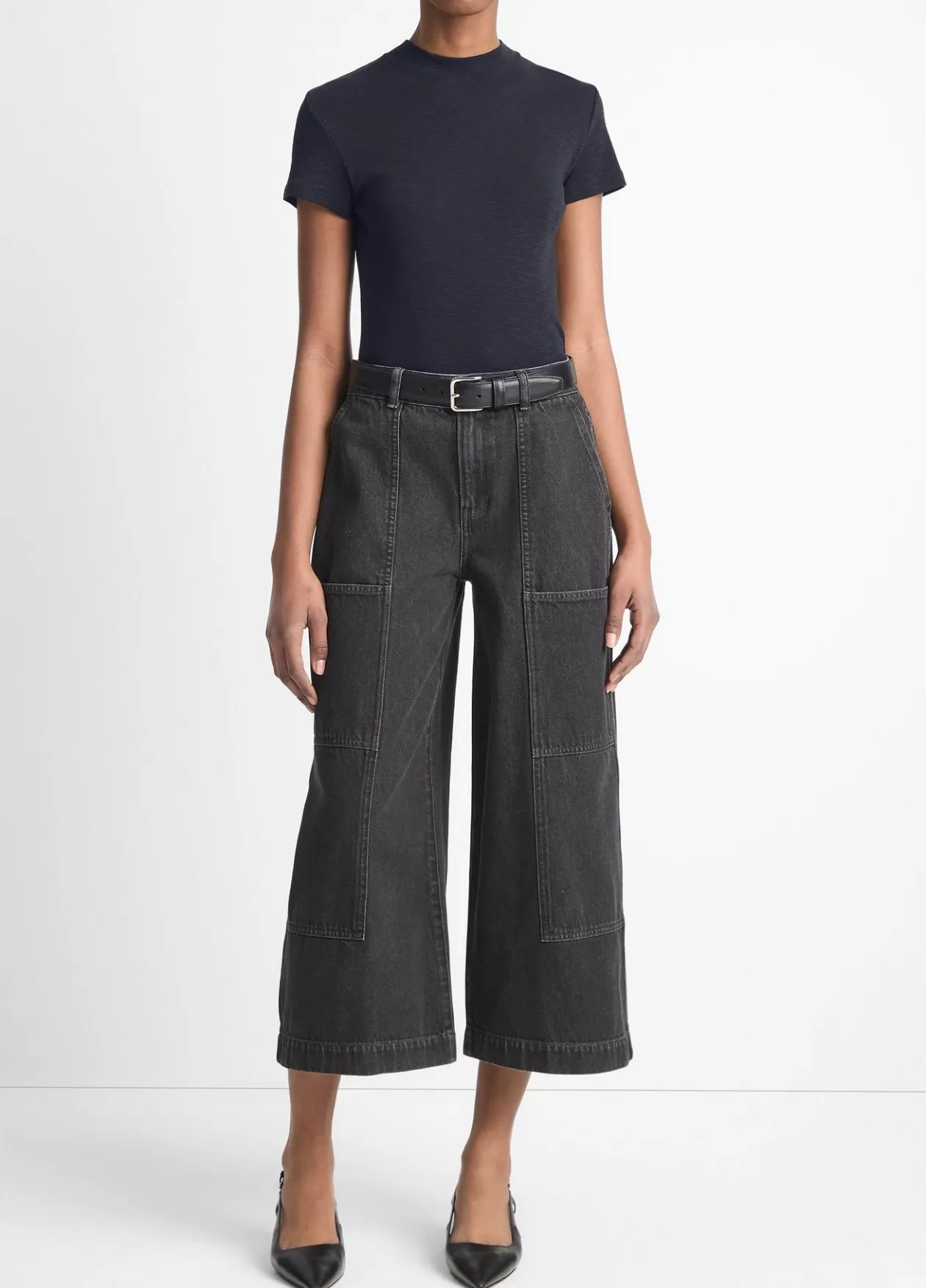 Hot Vince Cotton-Blend Cap-Sleeve T-Shirt coastal blue