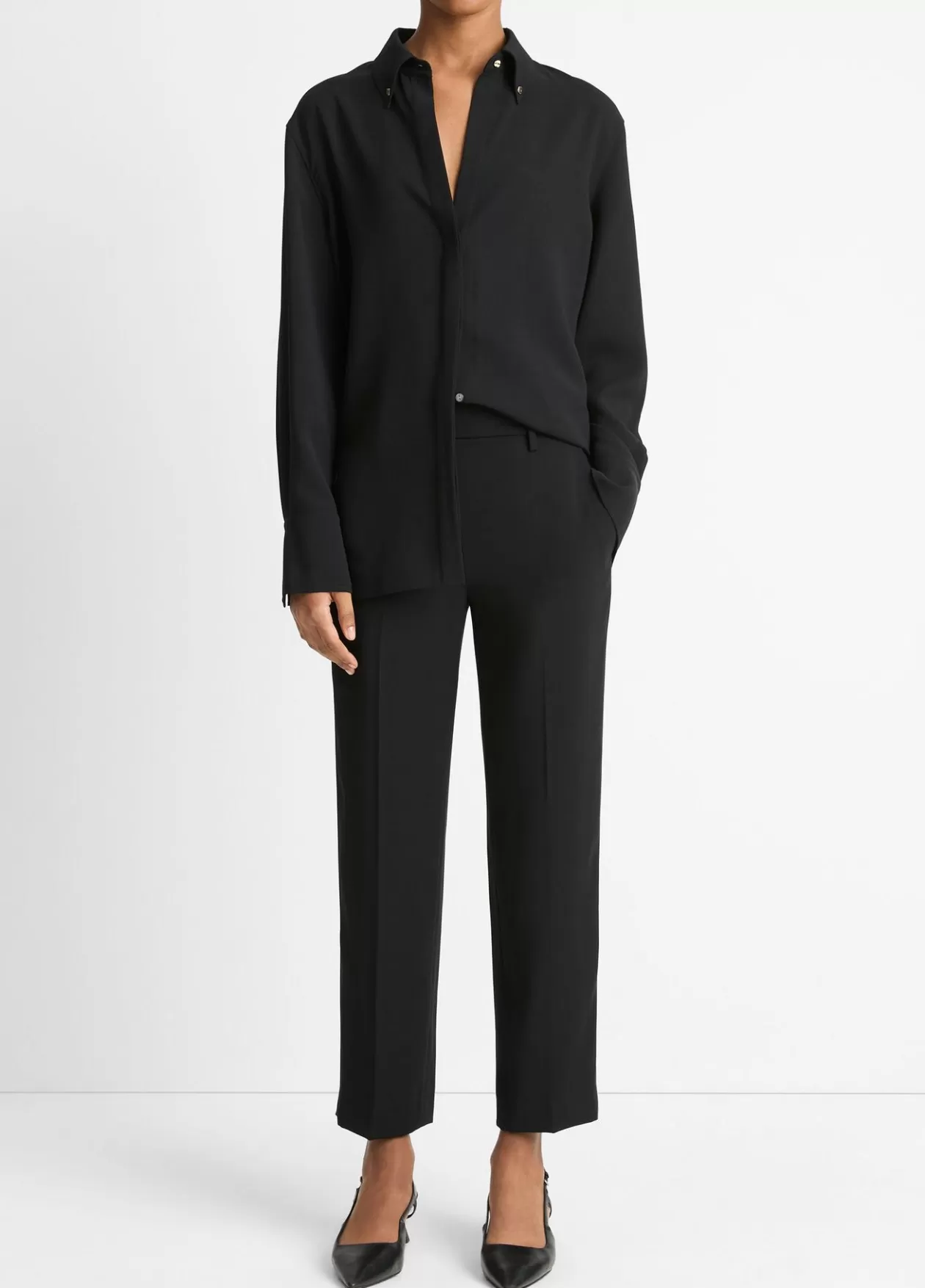 Sale Vince Crepe Tapered Pull-On Pant black