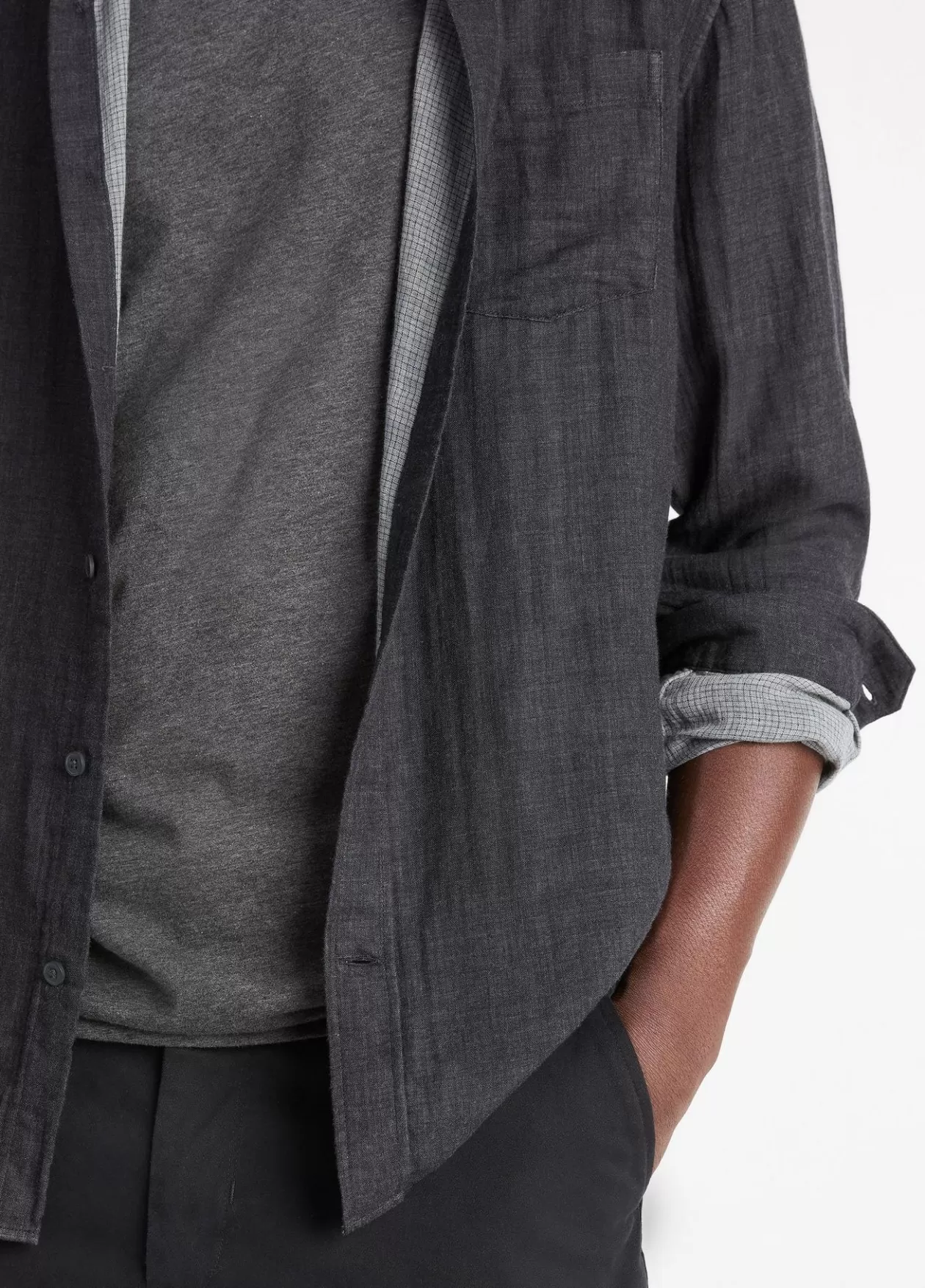 Online Vince Double Face Long Sleeve heather black