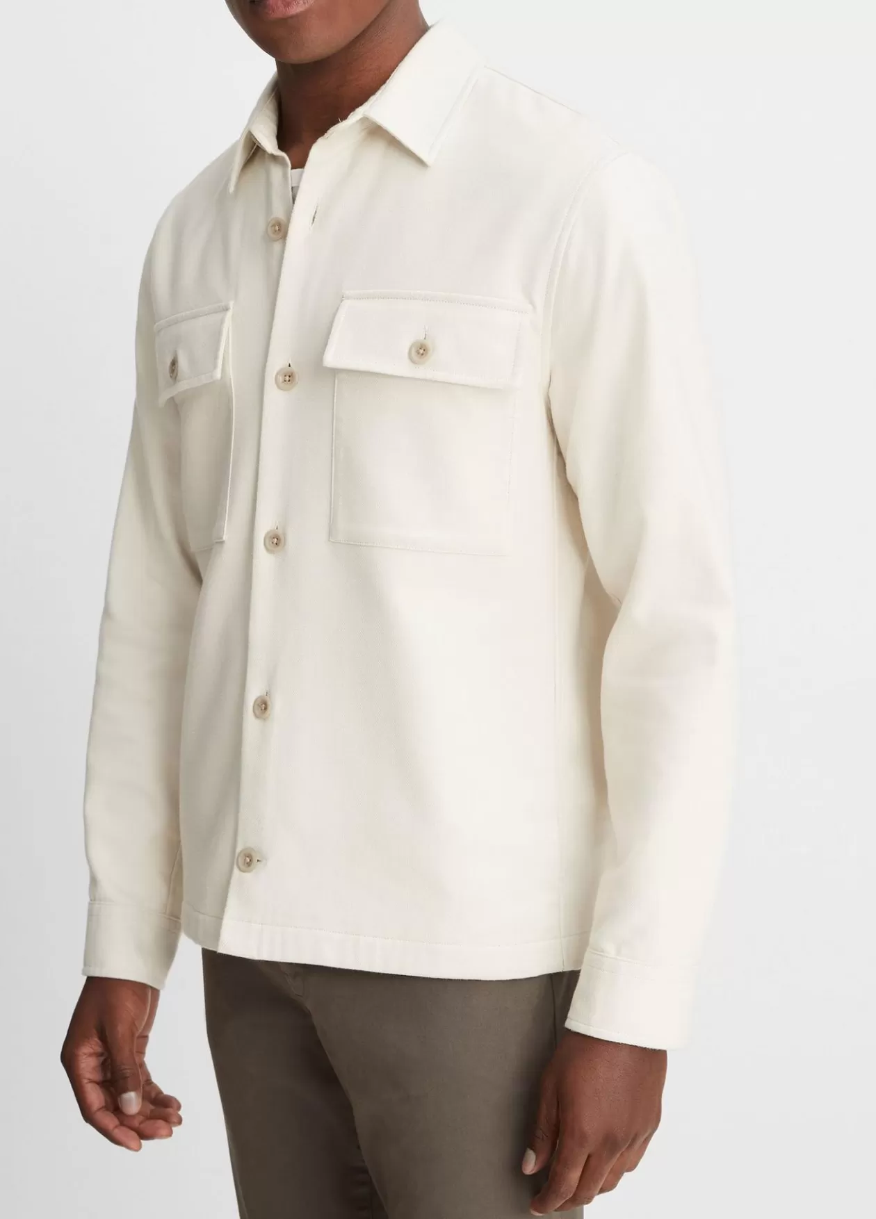doubleface_workwear_shirt_2.webp Best Sale Vince Double-Face Workwear Shirt bone/light taupe