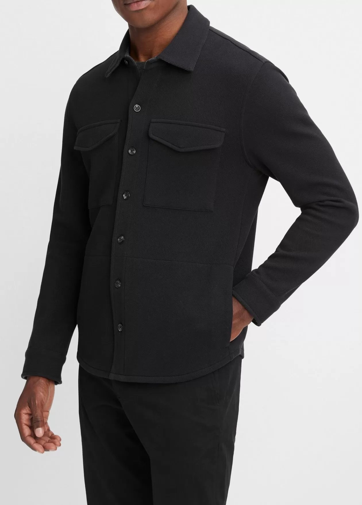 doubleknit_cottonblend_piqu_shirt_jacket_2-2.webp Flash Sale Vince Double-Knit Cotton-Blend Piqué Shirt Jacket black/medium heather grey