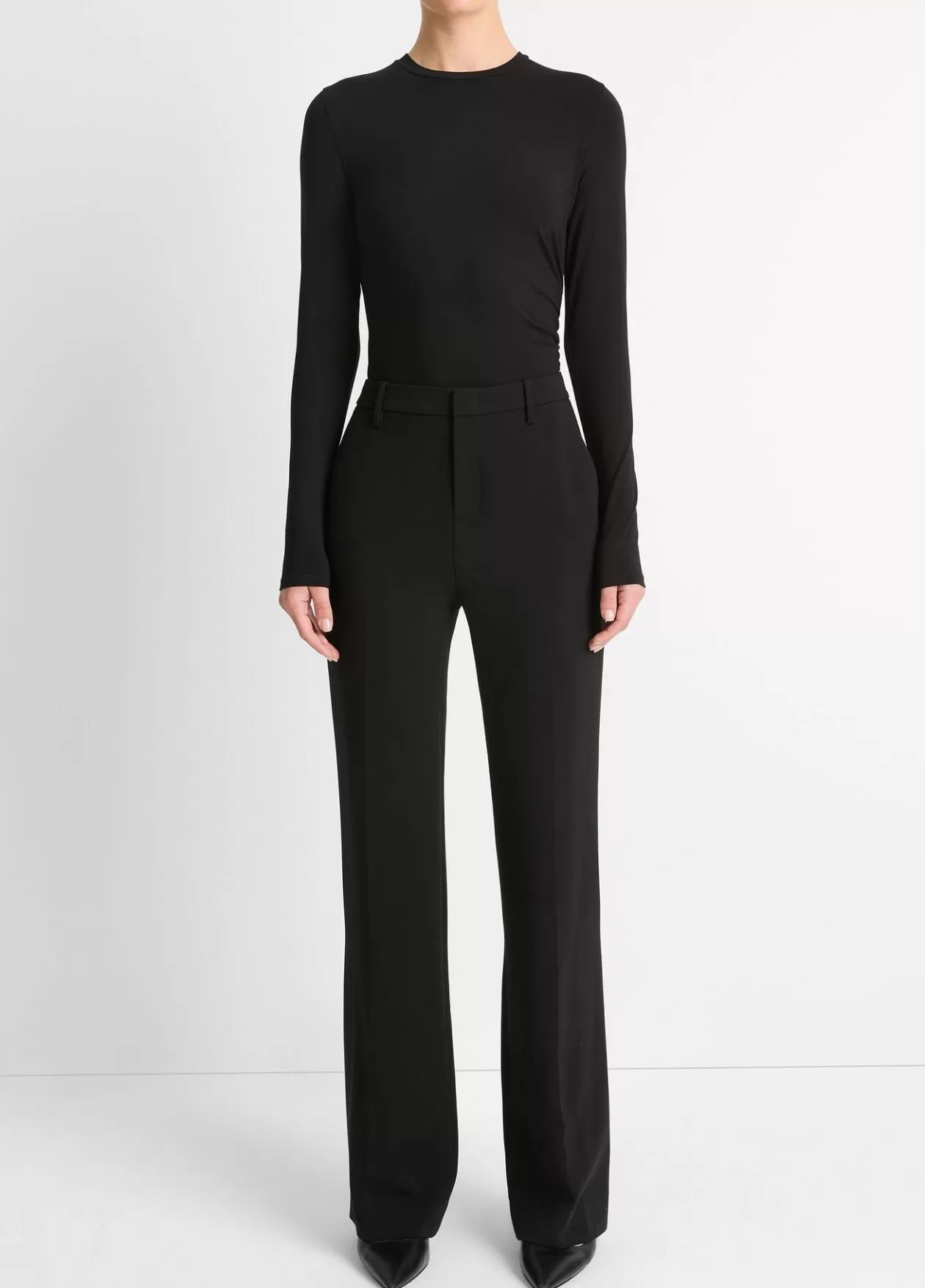 Hot Vince Draped Long-Sleeve Crew Neck Top black