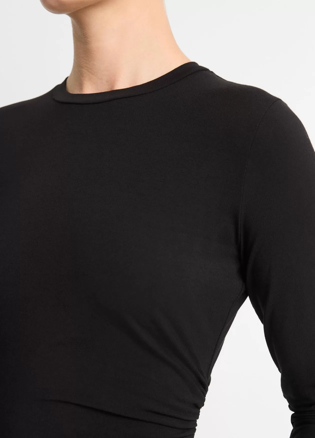 Hot Vince Draped Long-Sleeve Crew Neck Top black