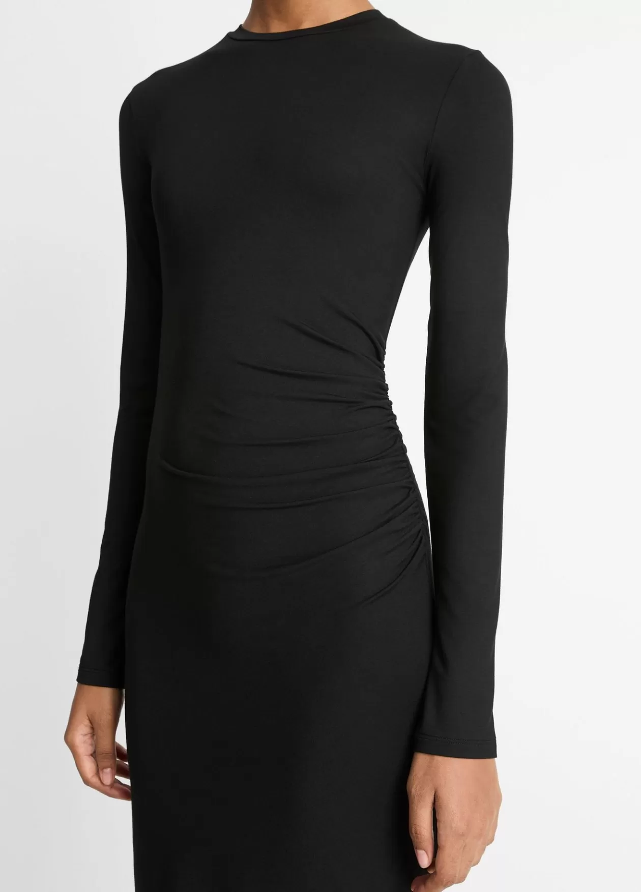 Outlet Vince Draped Long-Sleeve Short Dress black
