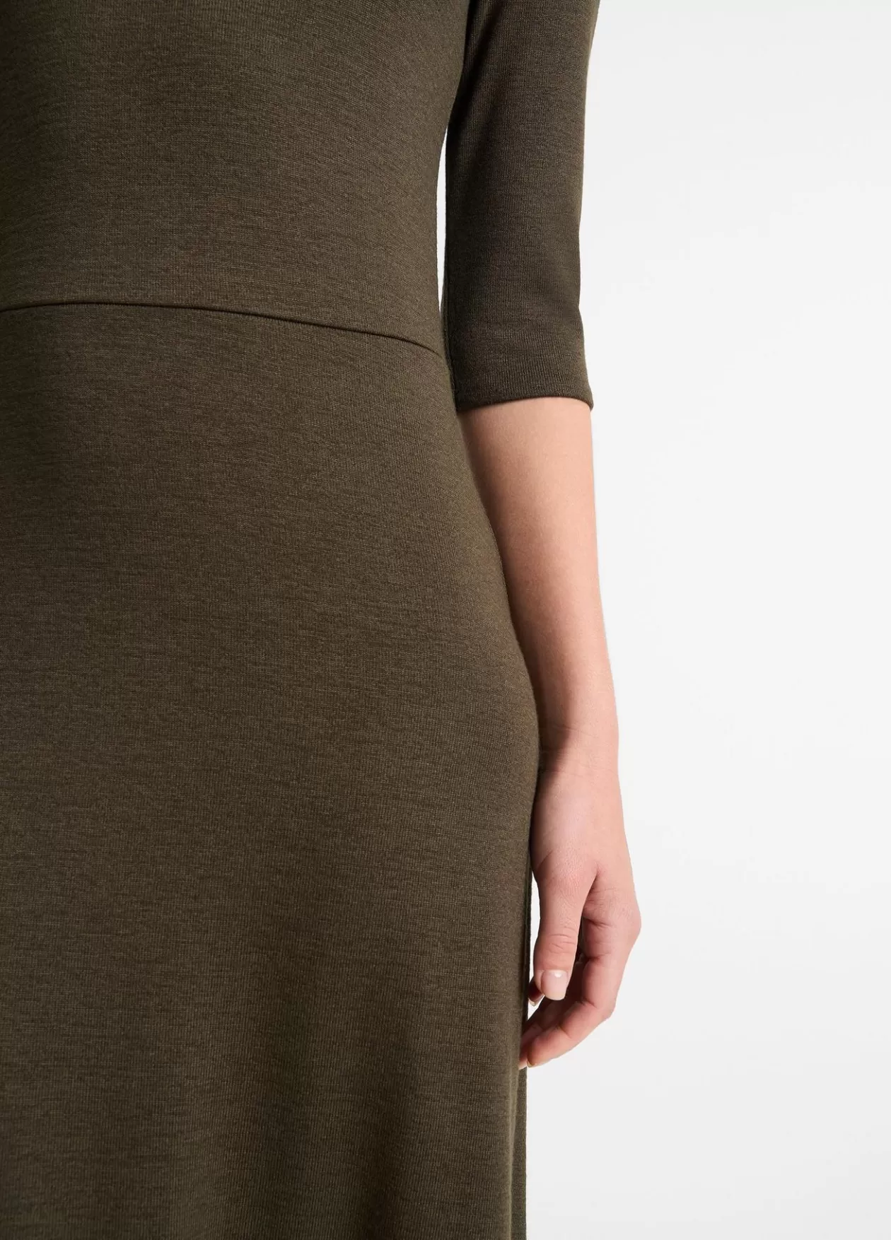 Outlet Vince Elbow-Sleeve Turtleneck Dress vine