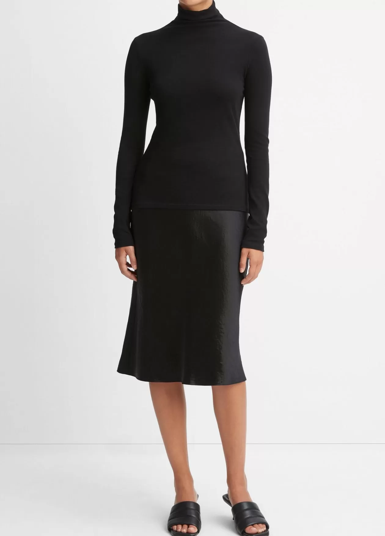 Outlet Vince Essential Long Sleeve Turtleneck black