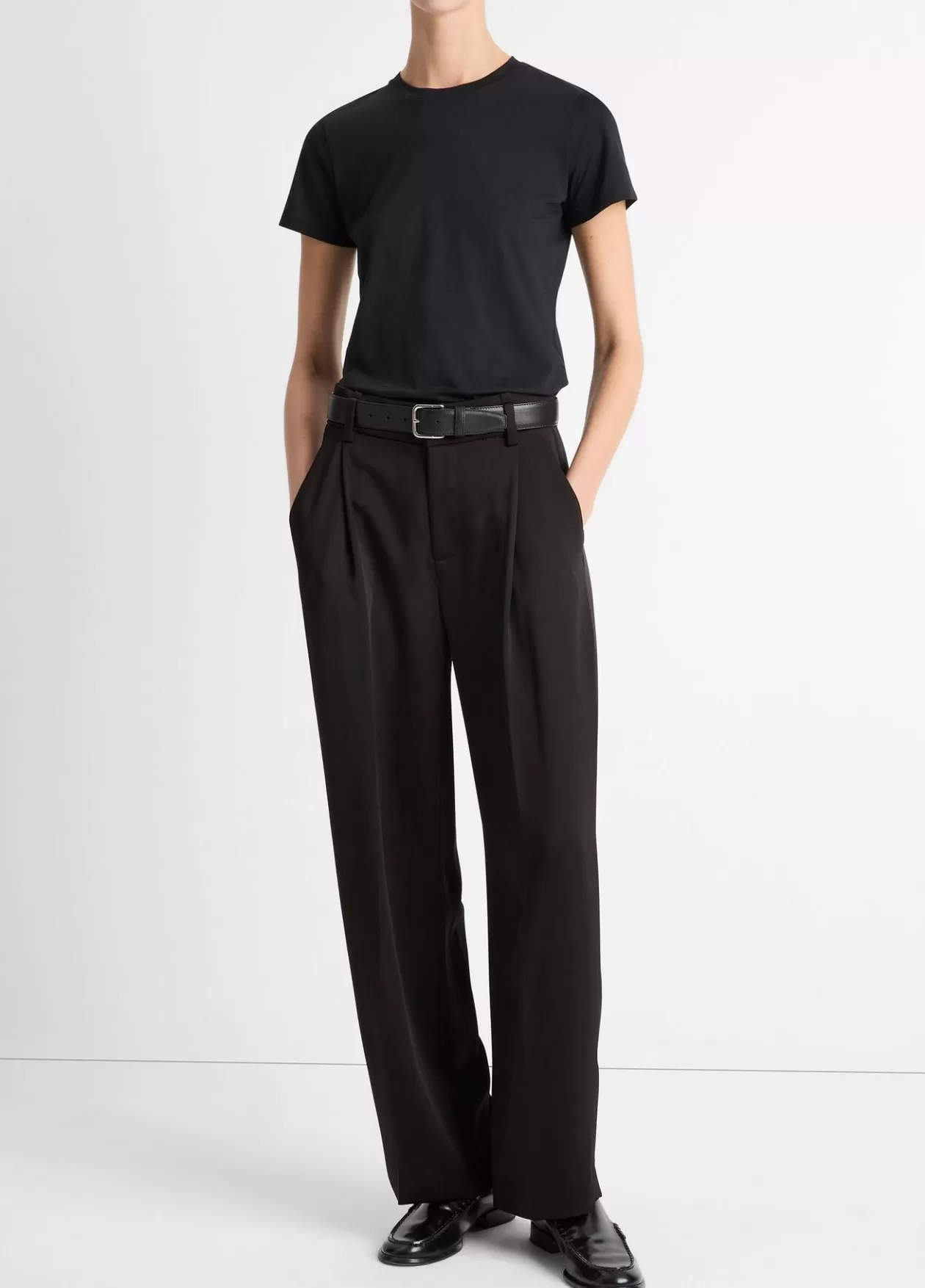 Outlet Vince Essential Pima Cotton Crew Neck T-Shirt black