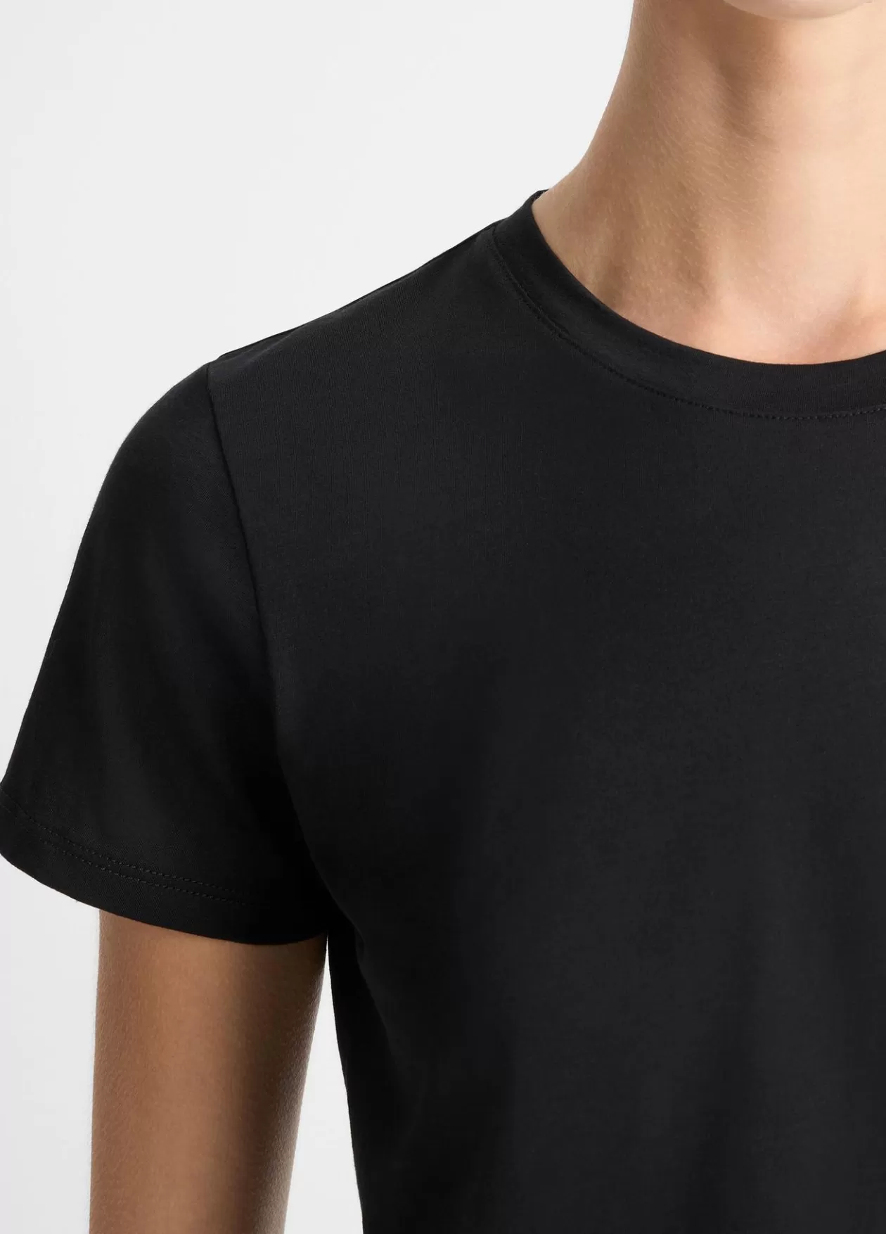 Outlet Vince Essential Pima Cotton Crew Neck T-Shirt black