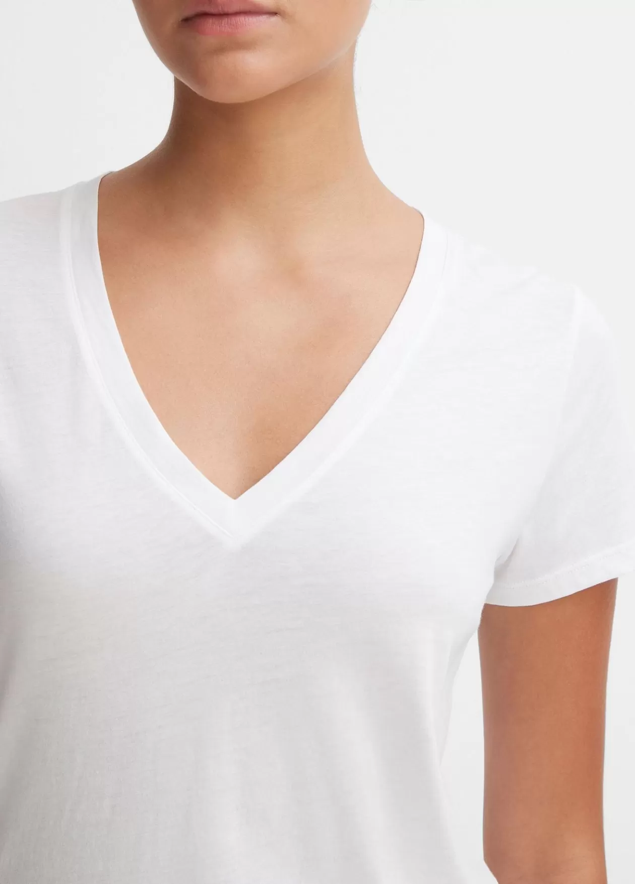 Sale Vince Essential Pima Cotton V-Neck T-Shirt optic white