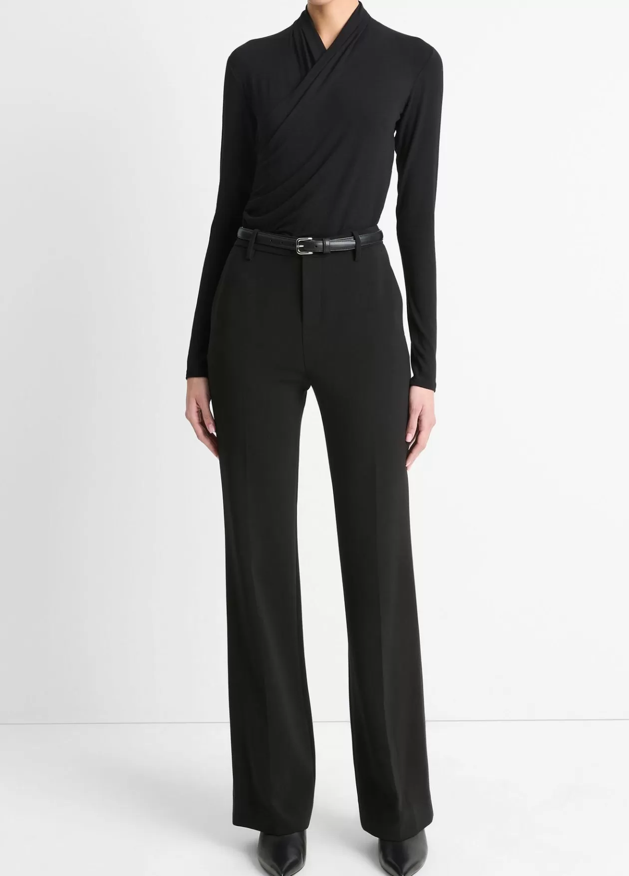 Hot Vince Fixed Wrap Long-Sleeve Top black