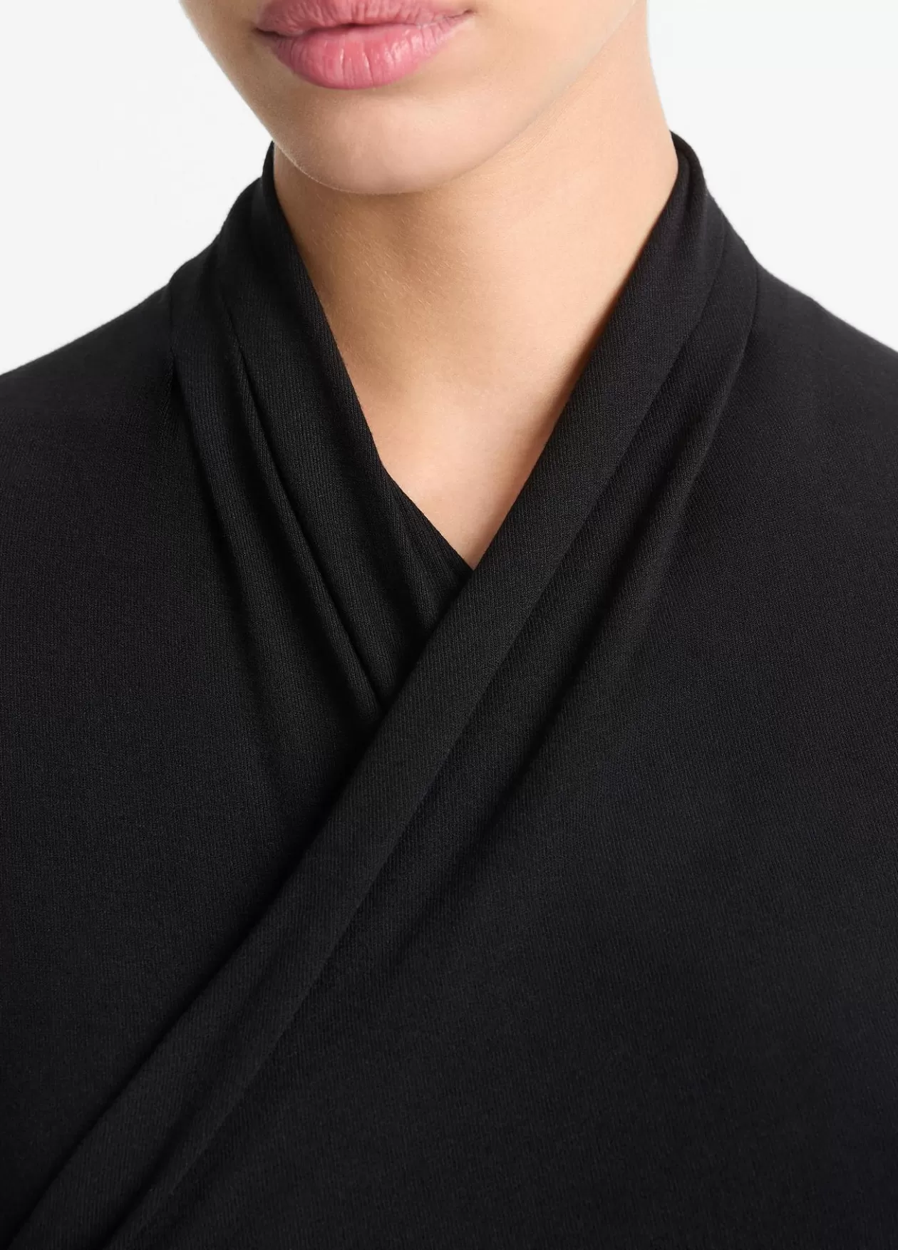 Hot Vince Fixed Wrap Long-Sleeve Top black