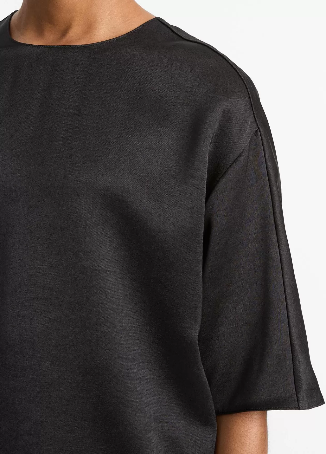 New Vince Fluid Satin T-Shirt black