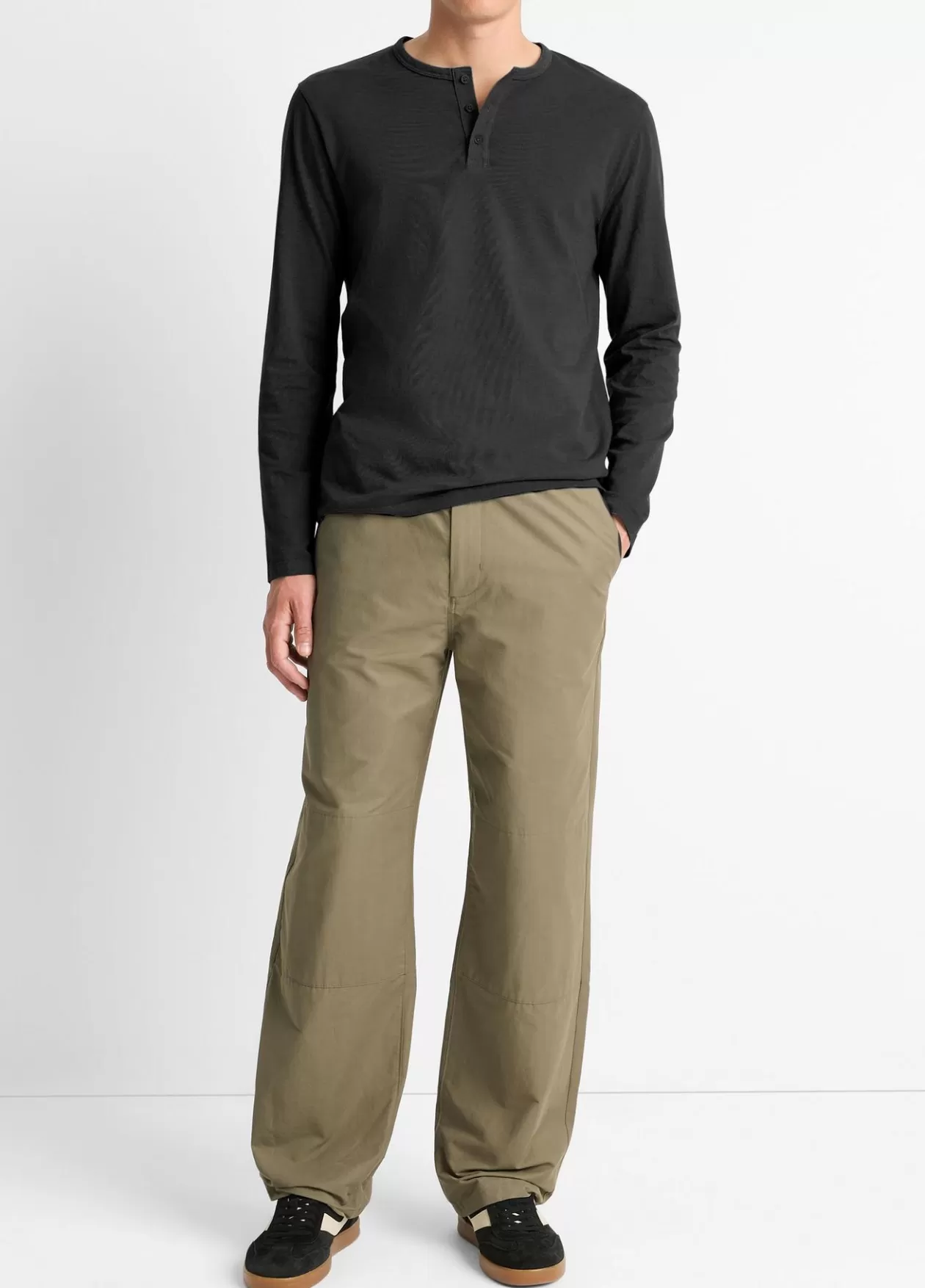 Sale Vince Garment Dye Cotton Long-Sleeve Henley true black