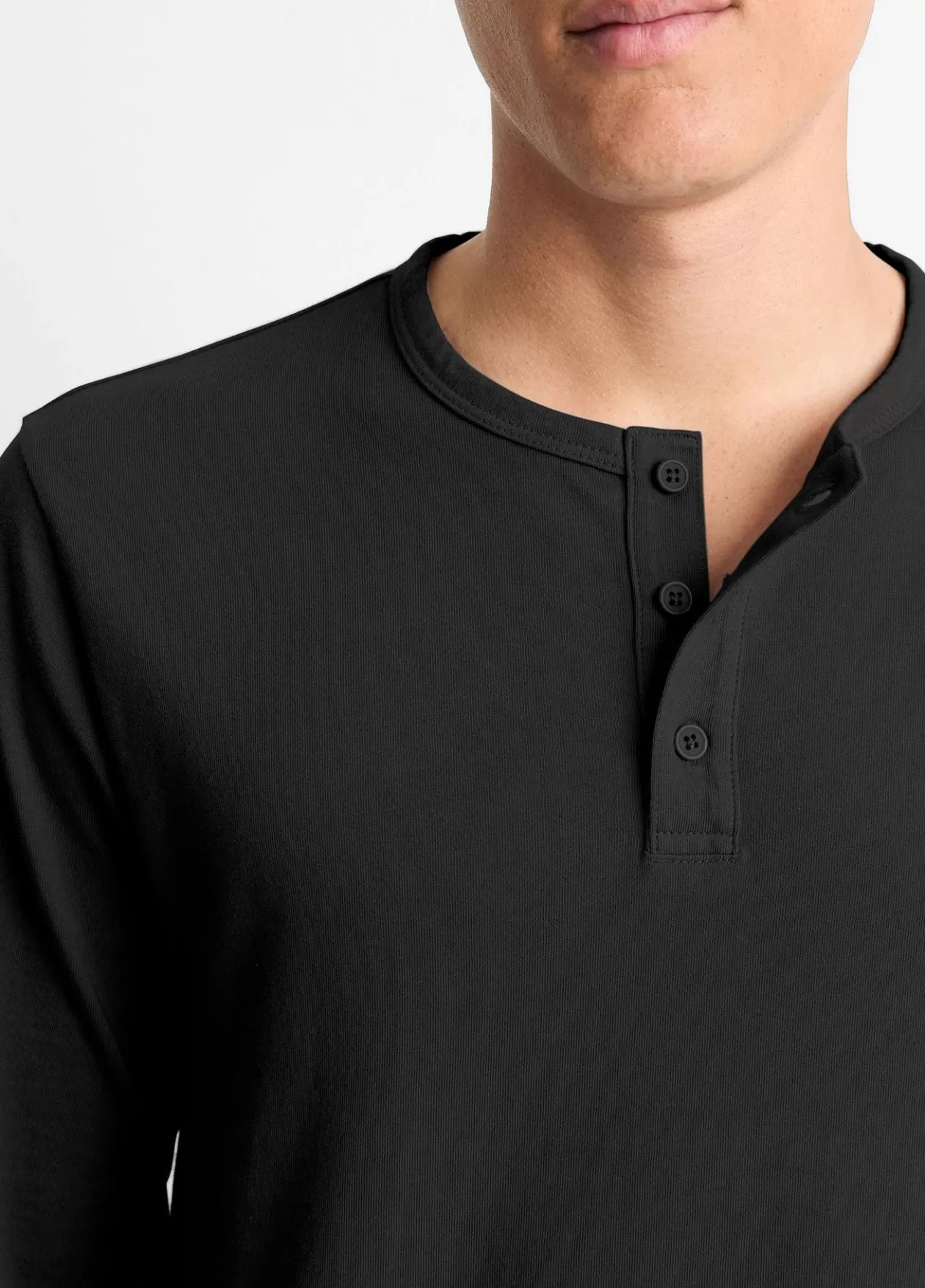Sale Vince Garment Dye Cotton Long-Sleeve Henley true black