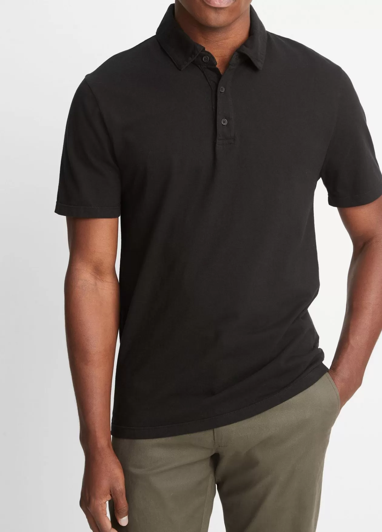 Flash Sale Vince Garment Dye Cotton Polo Shirt true black
