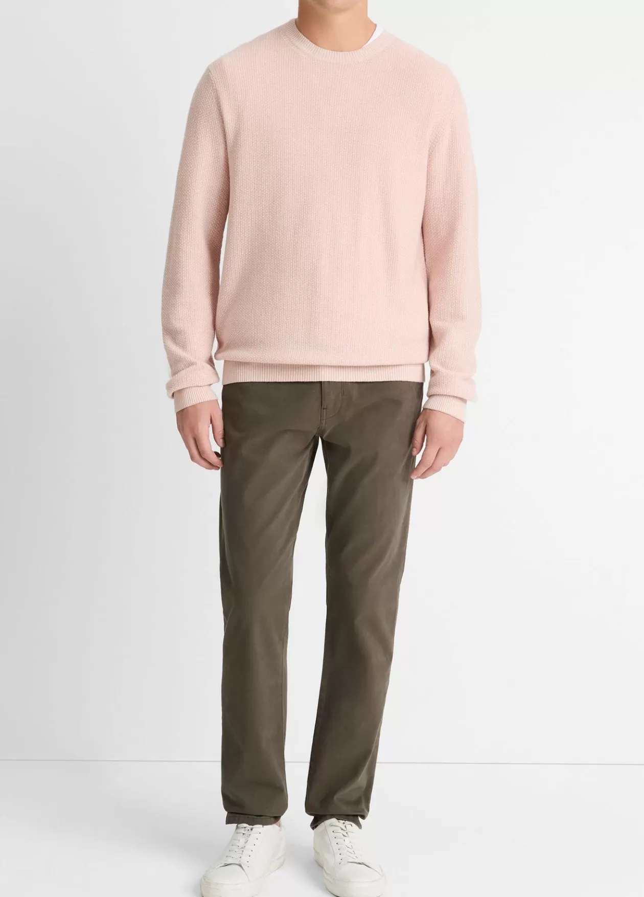 Clearance Vince Geo-Jacquard Wool-Blend Crew Neck Sweater pink haze/classic cream