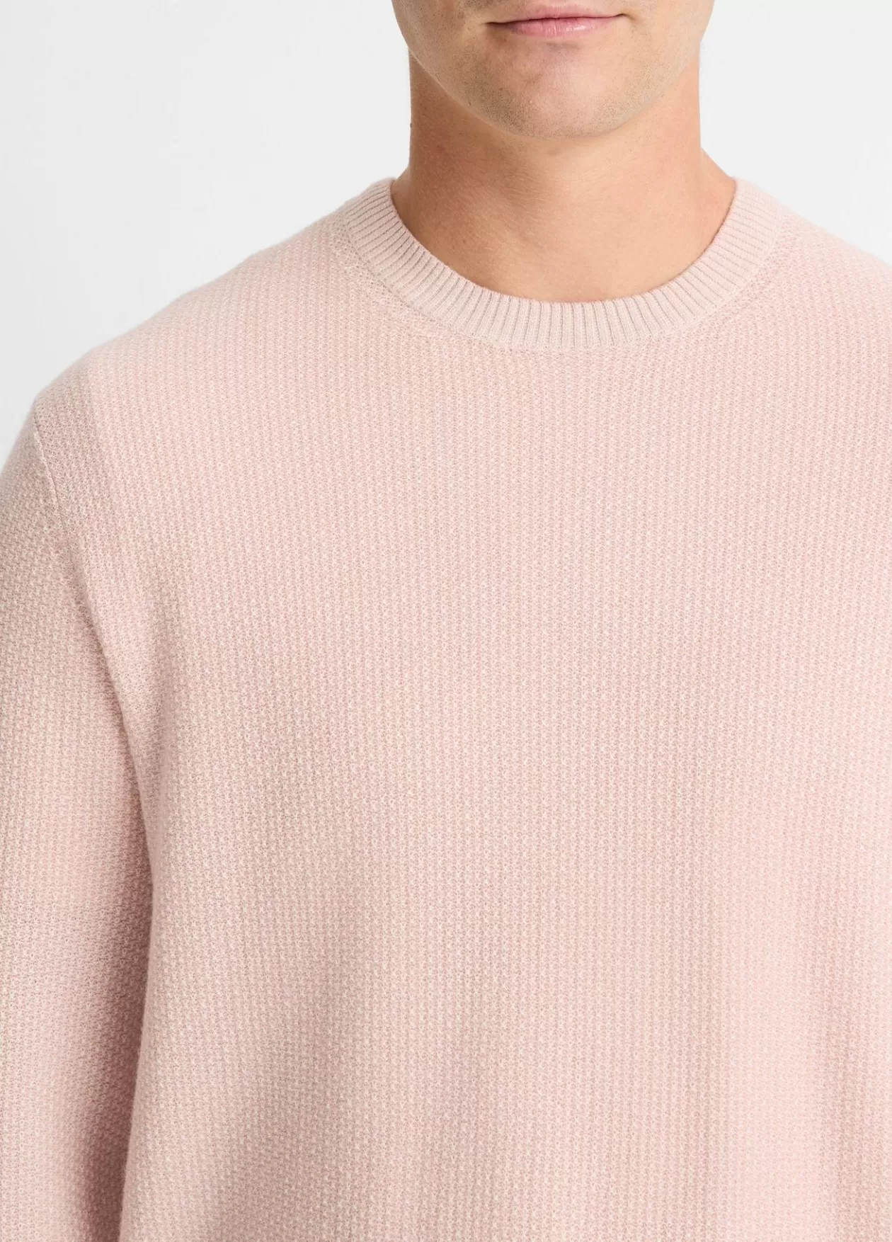 Clearance Vince Geo-Jacquard Wool-Blend Crew Neck Sweater pink haze/classic cream