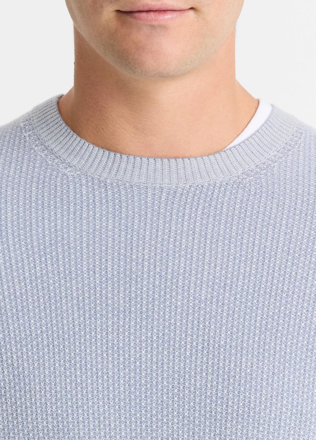 Outlet Vince Geo-Jacquard Wool-Blend Crew Neck Sweater blue hour/classic cream