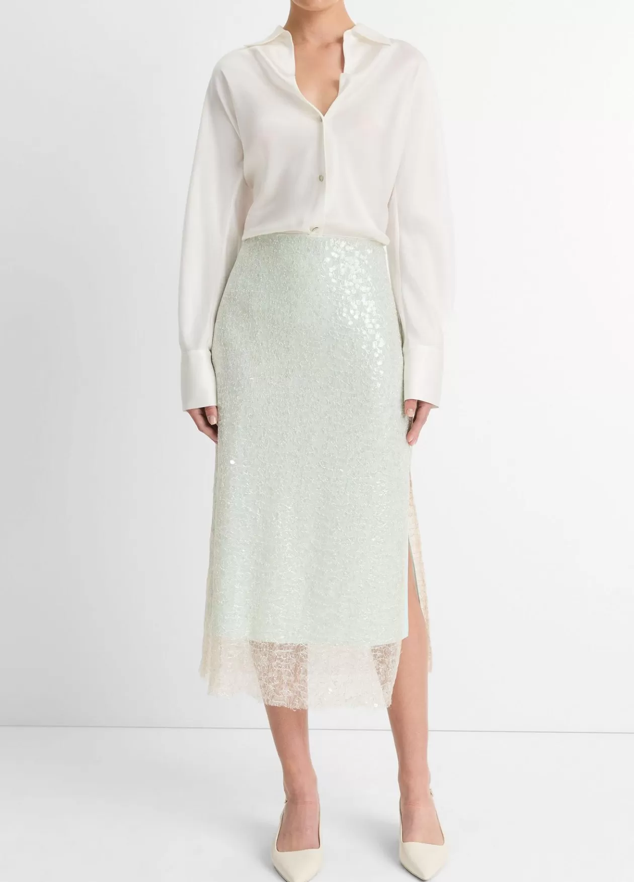 Store Vince Glassy Sequin Skirt aqua glass