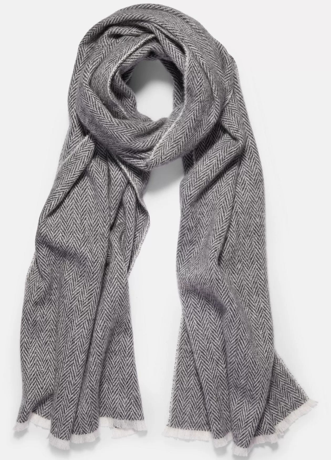 Flash Sale Vince Herringbone Cashmere Scarf heather white heather black