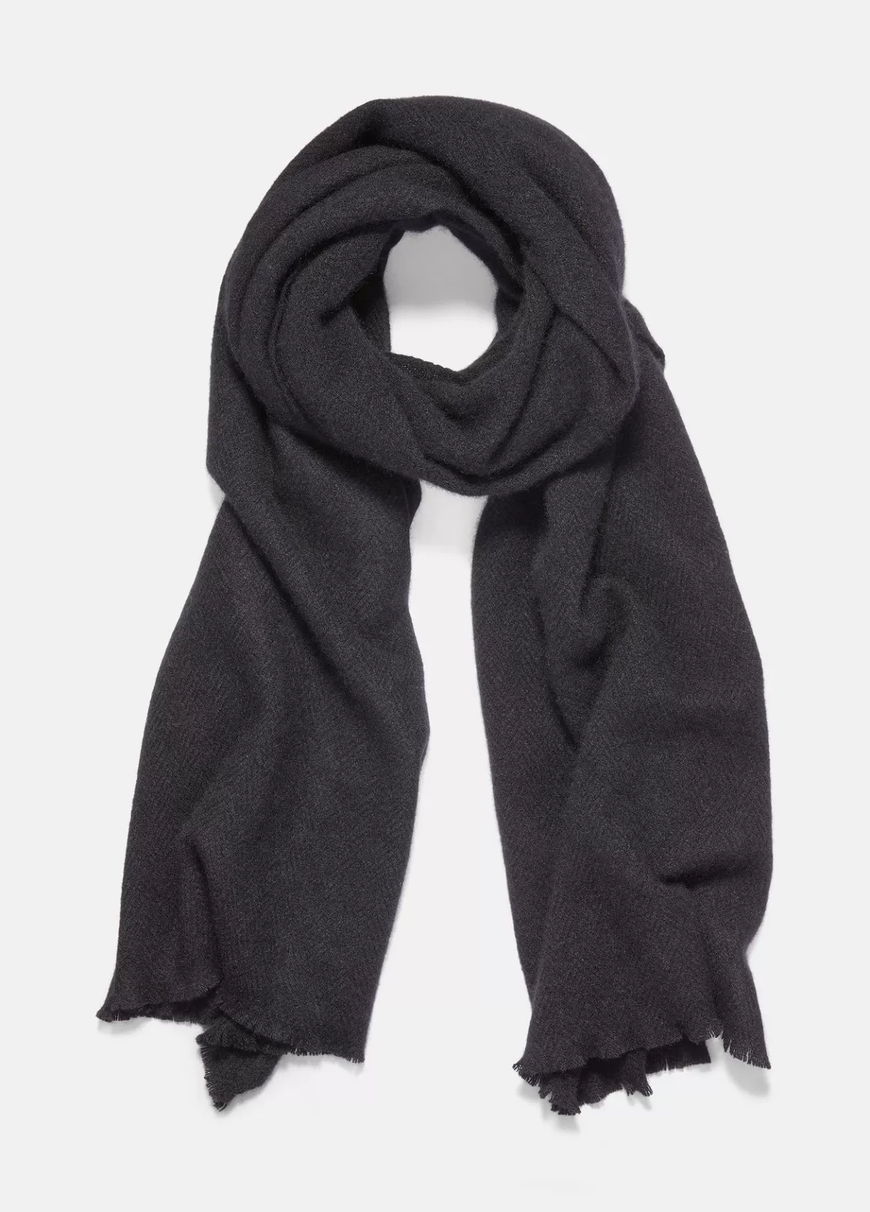 New Vince Herringbone Cashmere Scarf black
