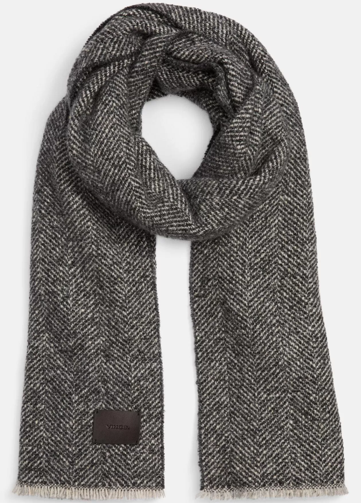 Hot Vince Herringbone Cashmere-Blend Bouclé Scarf black/white combo