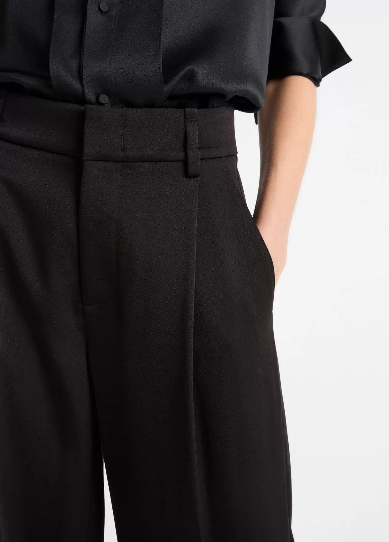 Online Vince High-Waist Fluid Satin Wide-Leg Trouser black