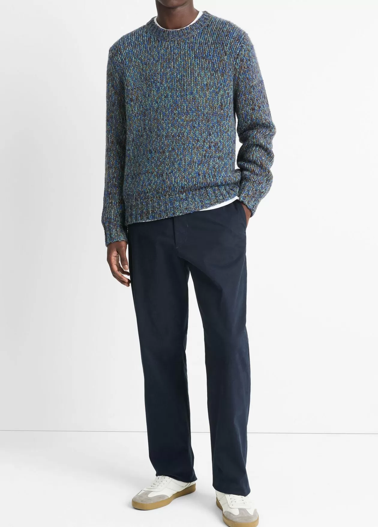 Online Vince Homespun Marled Crew Neck Sweater ultramarine combo