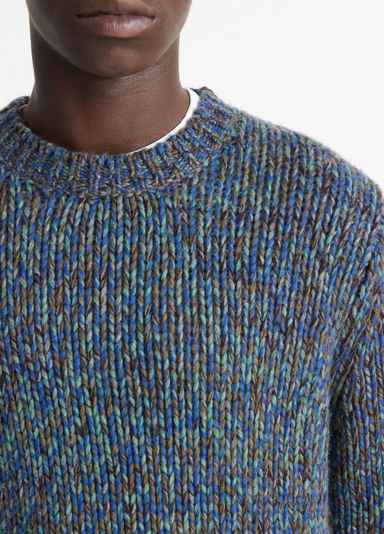 Online Vince Homespun Marled Crew Neck Sweater ultramarine combo