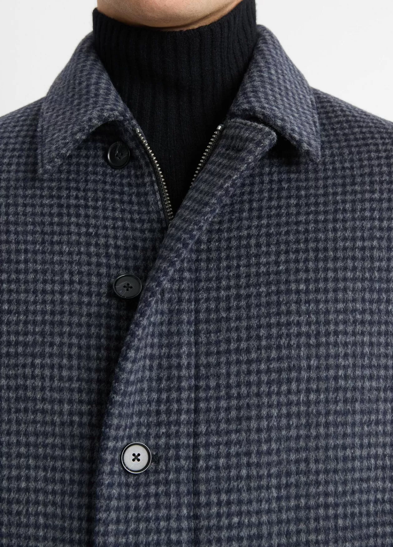 Sale Vince Houndstooth Wool-Blend Deck Jacket coastal blue/grey