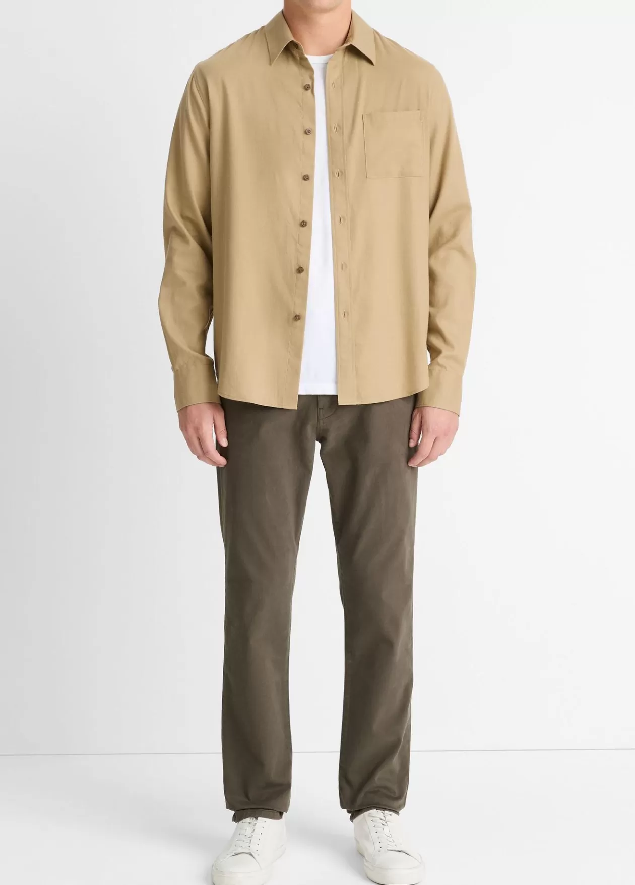 Fashion Vince Italian Cotton-Wool Twill Shirt cameletto