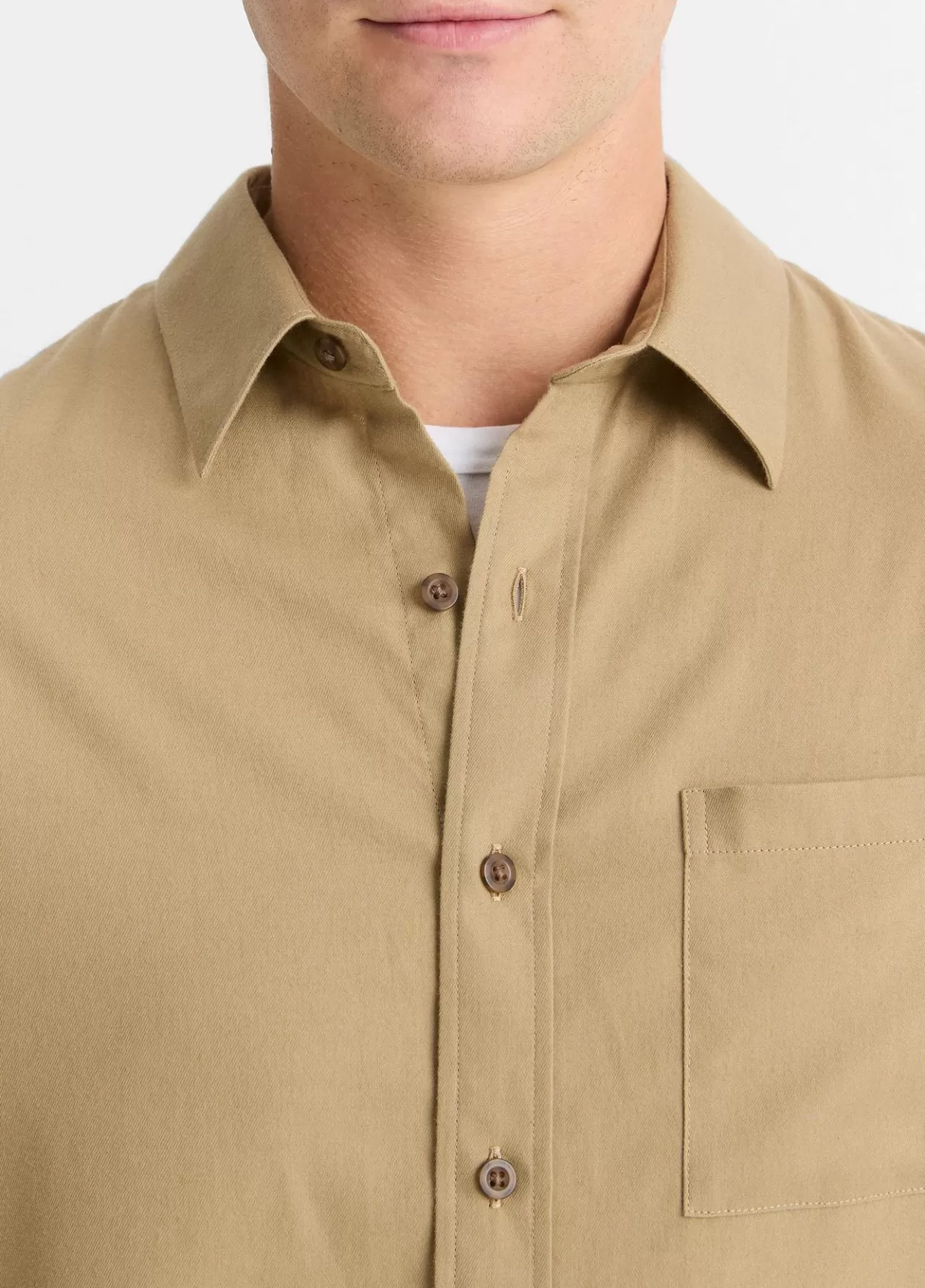 Fashion Vince Italian Cotton-Wool Twill Shirt cameletto