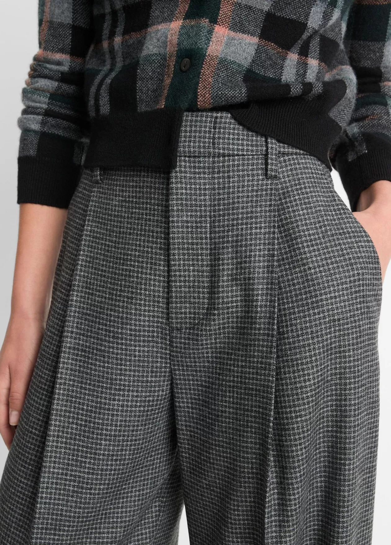 New Vince Italian Microcheck High-Rise Trouser micro check