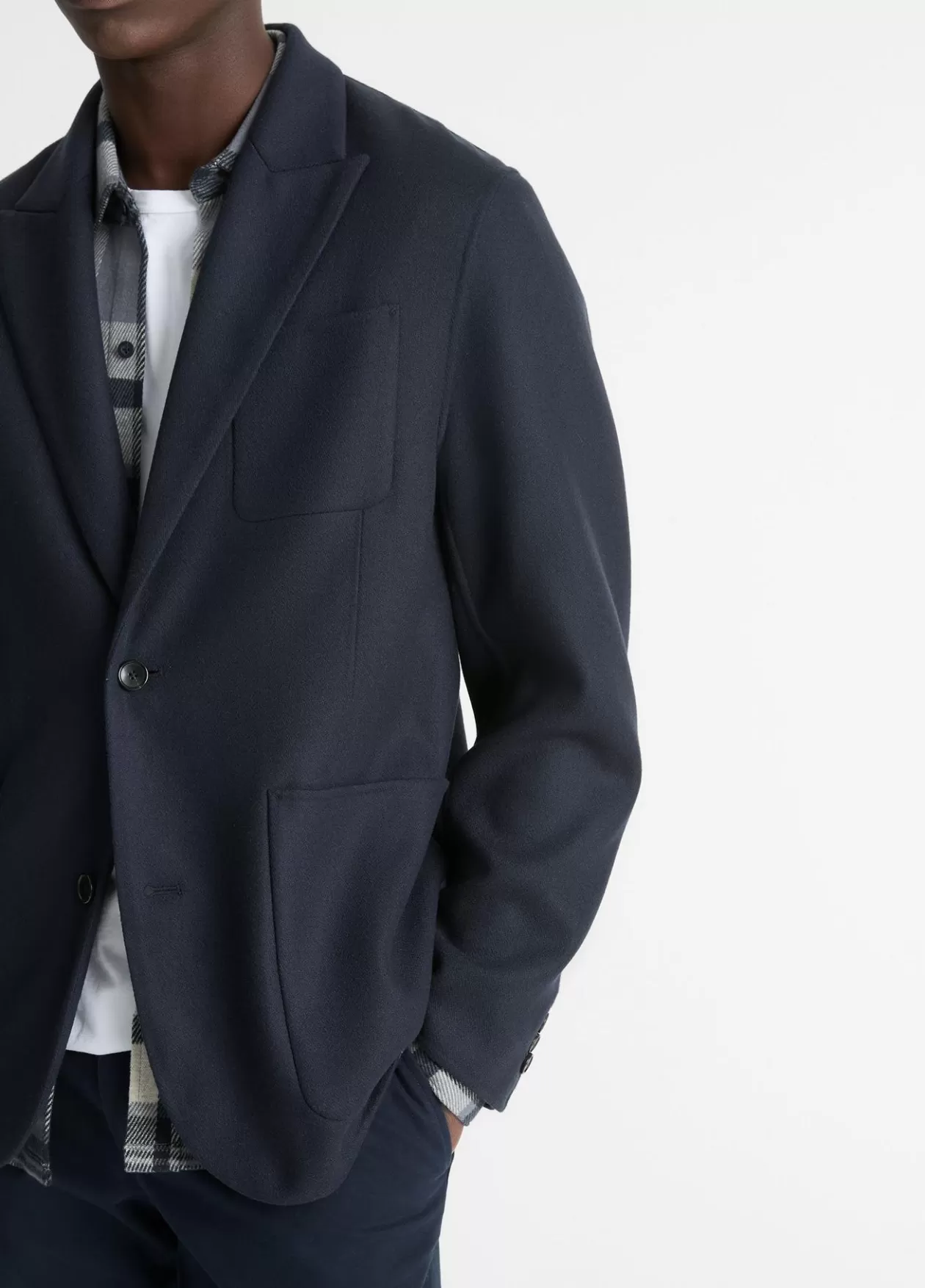 Shop Vince Italian Splittable Wool-Blend Blazer coastal blue