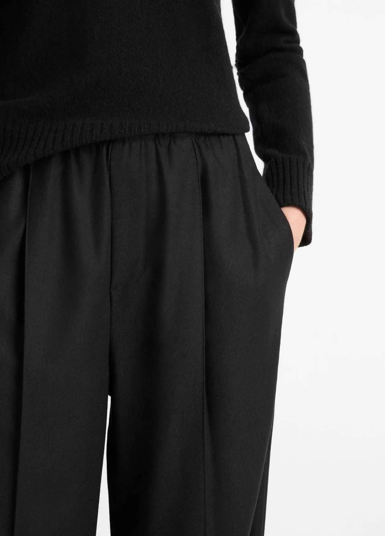 Sale Vince Italian Wool-Blend Easy Pull-On Pant black