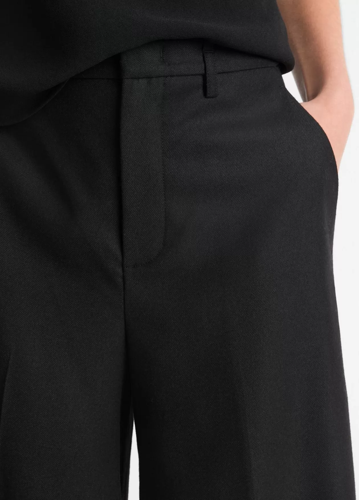 Outlet Vince Italian Wool-Blend Flannel Mid-Rise Culotte black