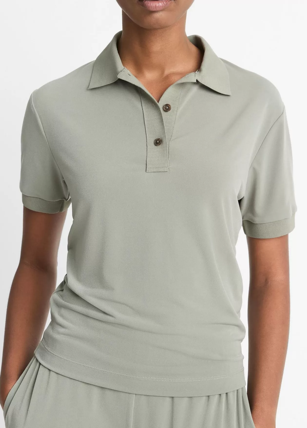 Flash Sale Vince Jersey Polo Shirt smoky moss