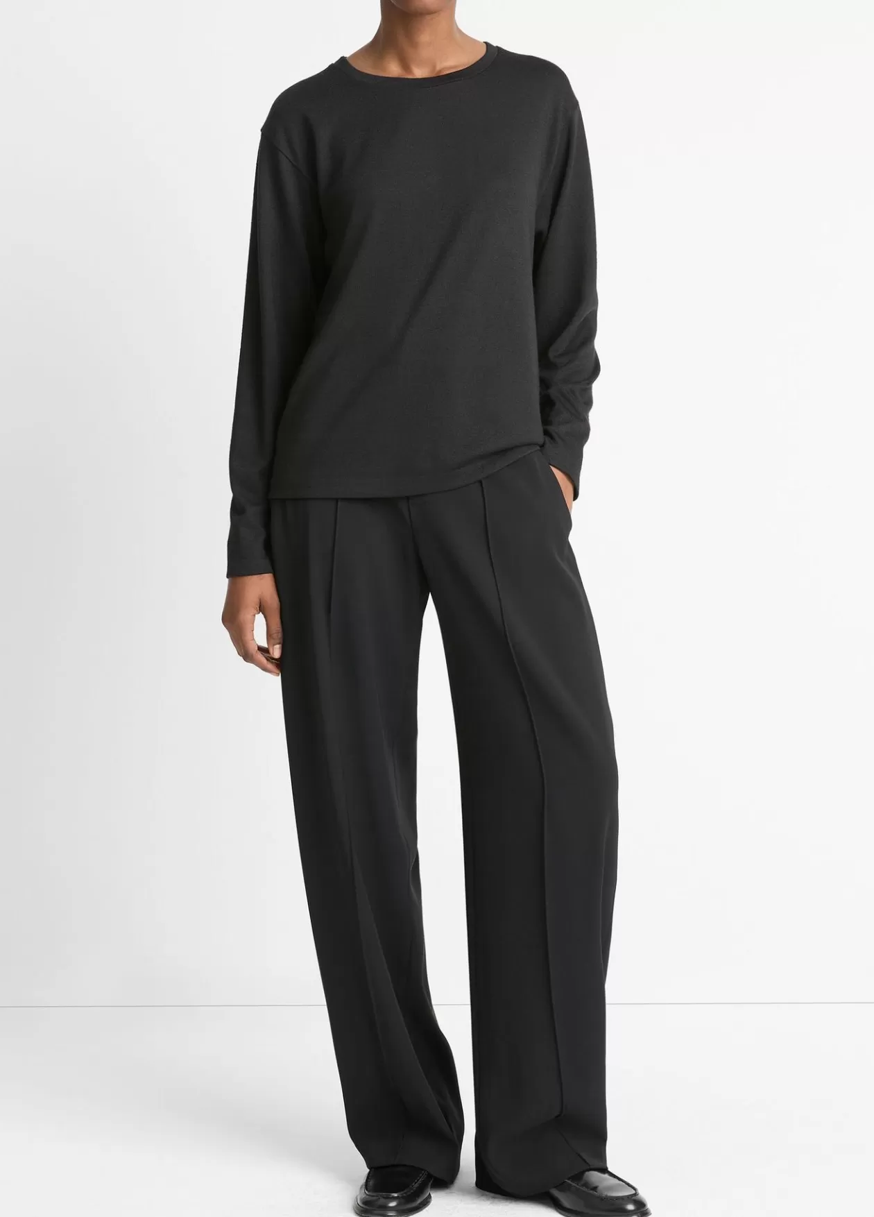 Sale Vince Knit Relaxed Long-Sleeve T-Shirt black