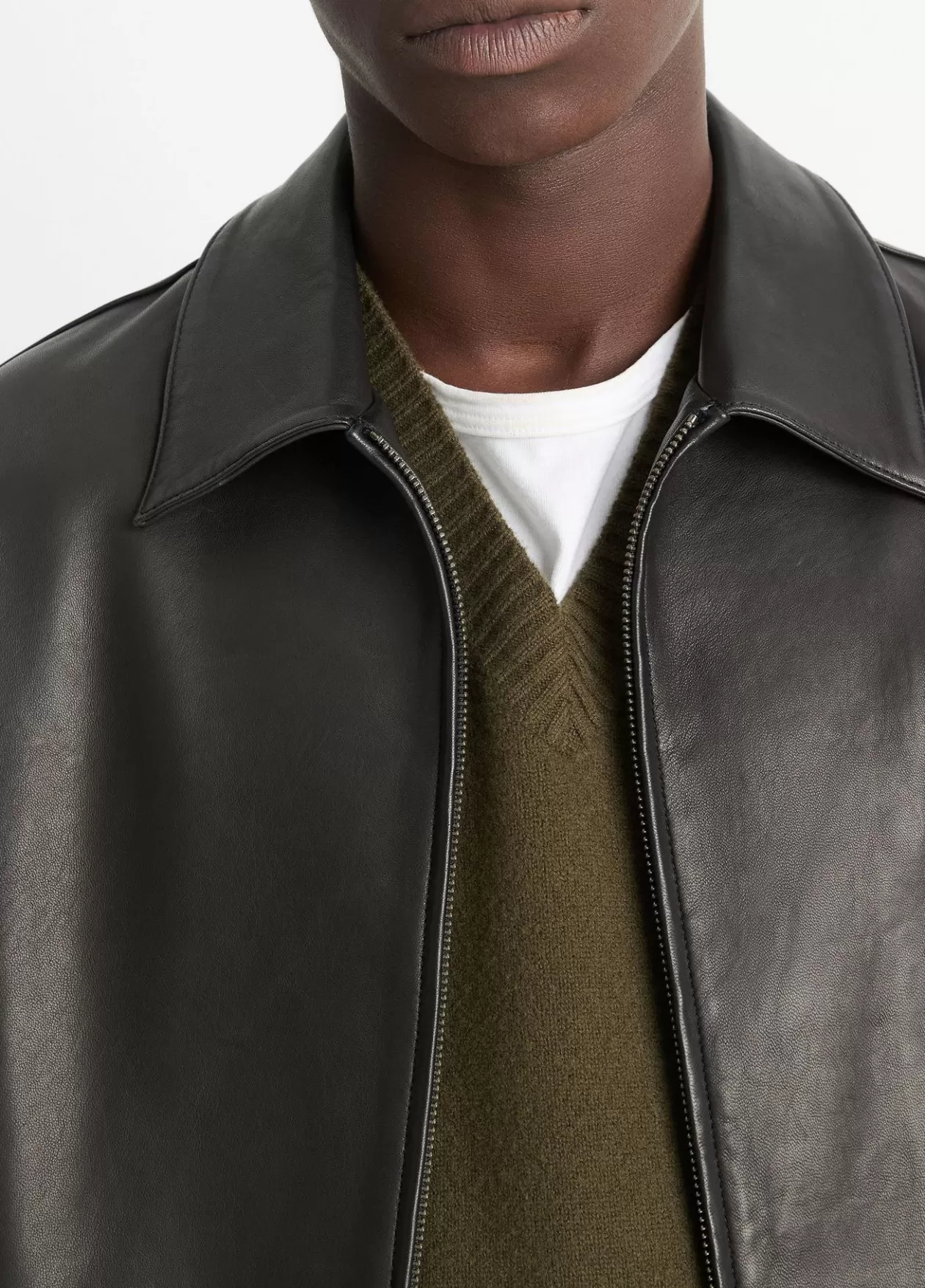 Outlet Vince Leather Zip-Up Jacket black