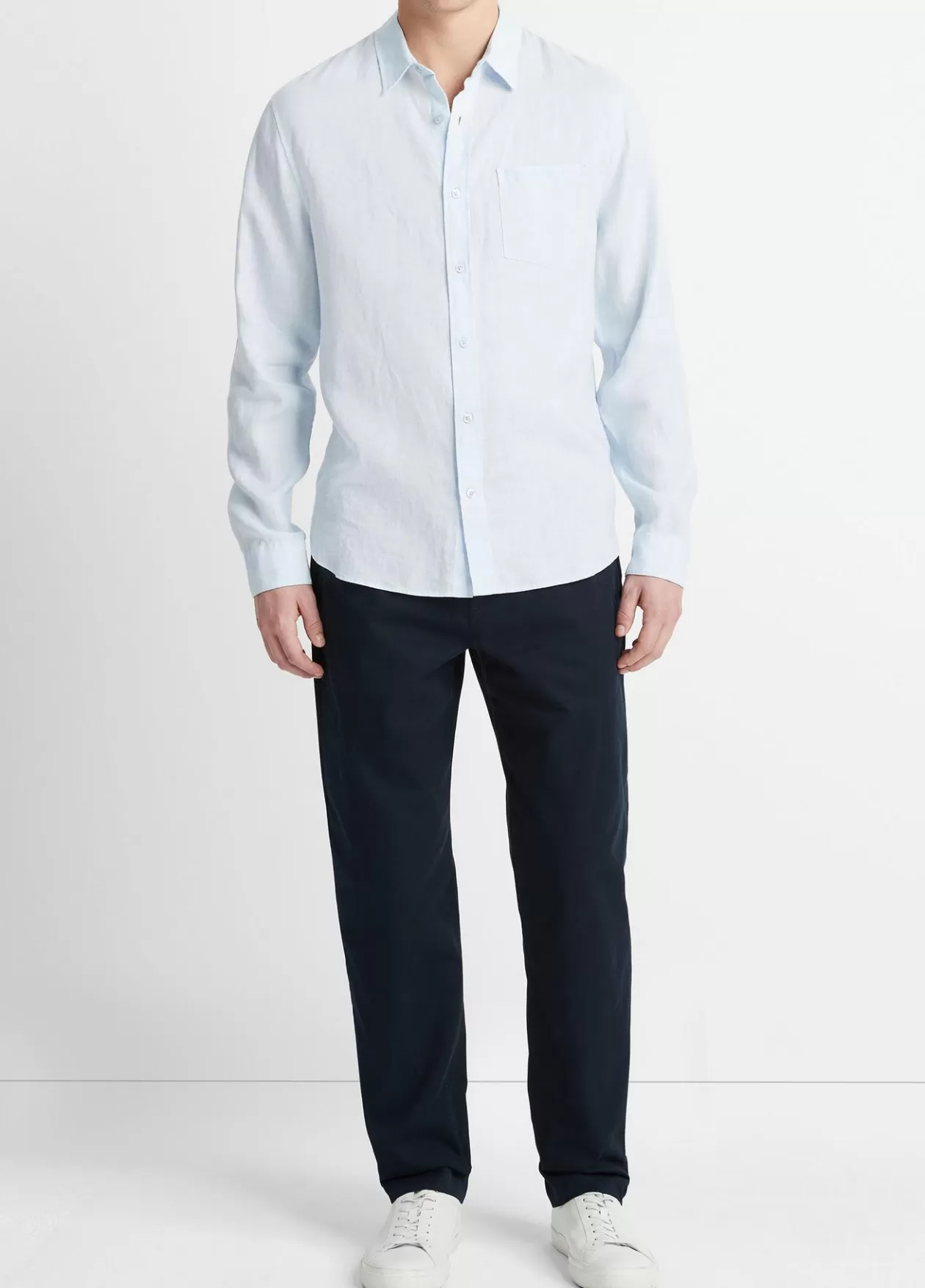 Fashion Vince Linen Long-Sleeve Shirt glacier