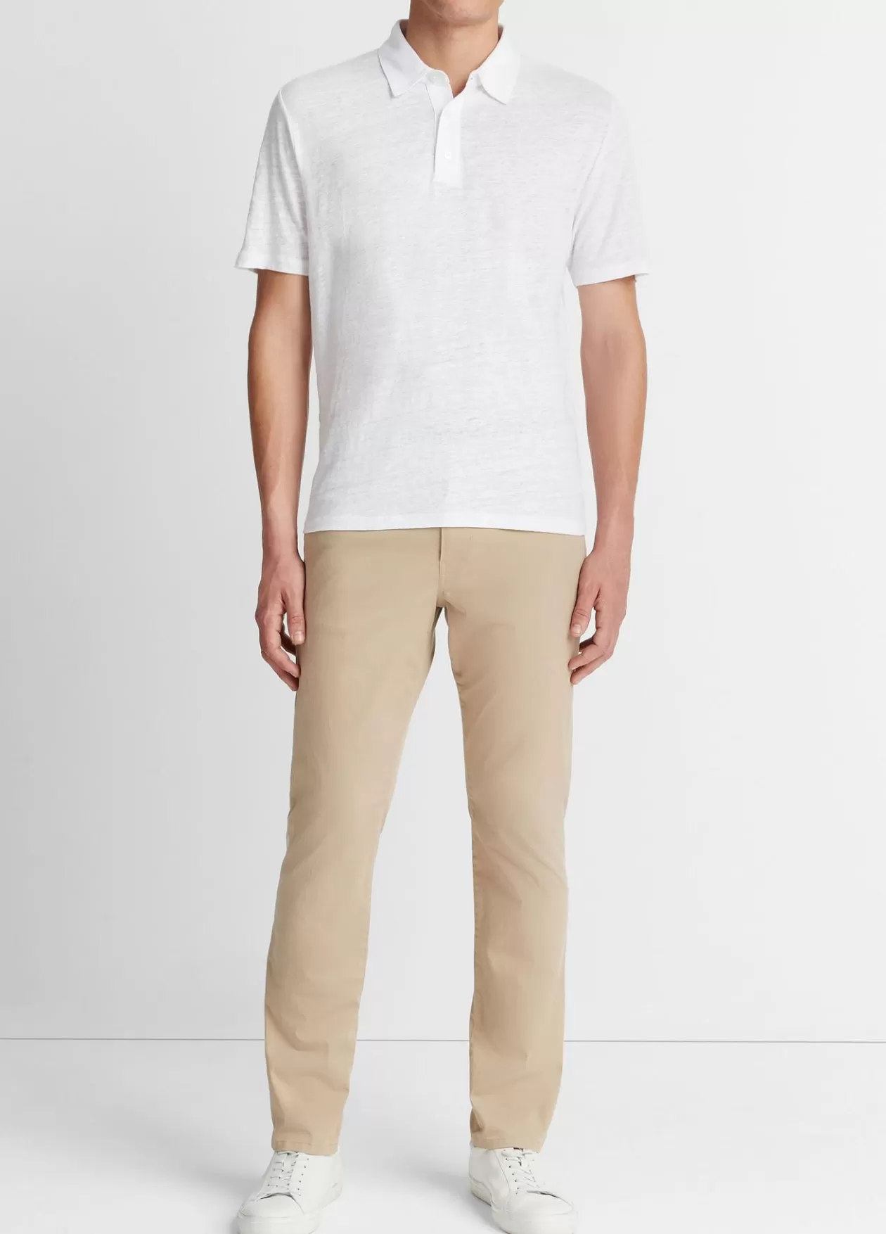Online Vince Linen Polo Shirt optic white
