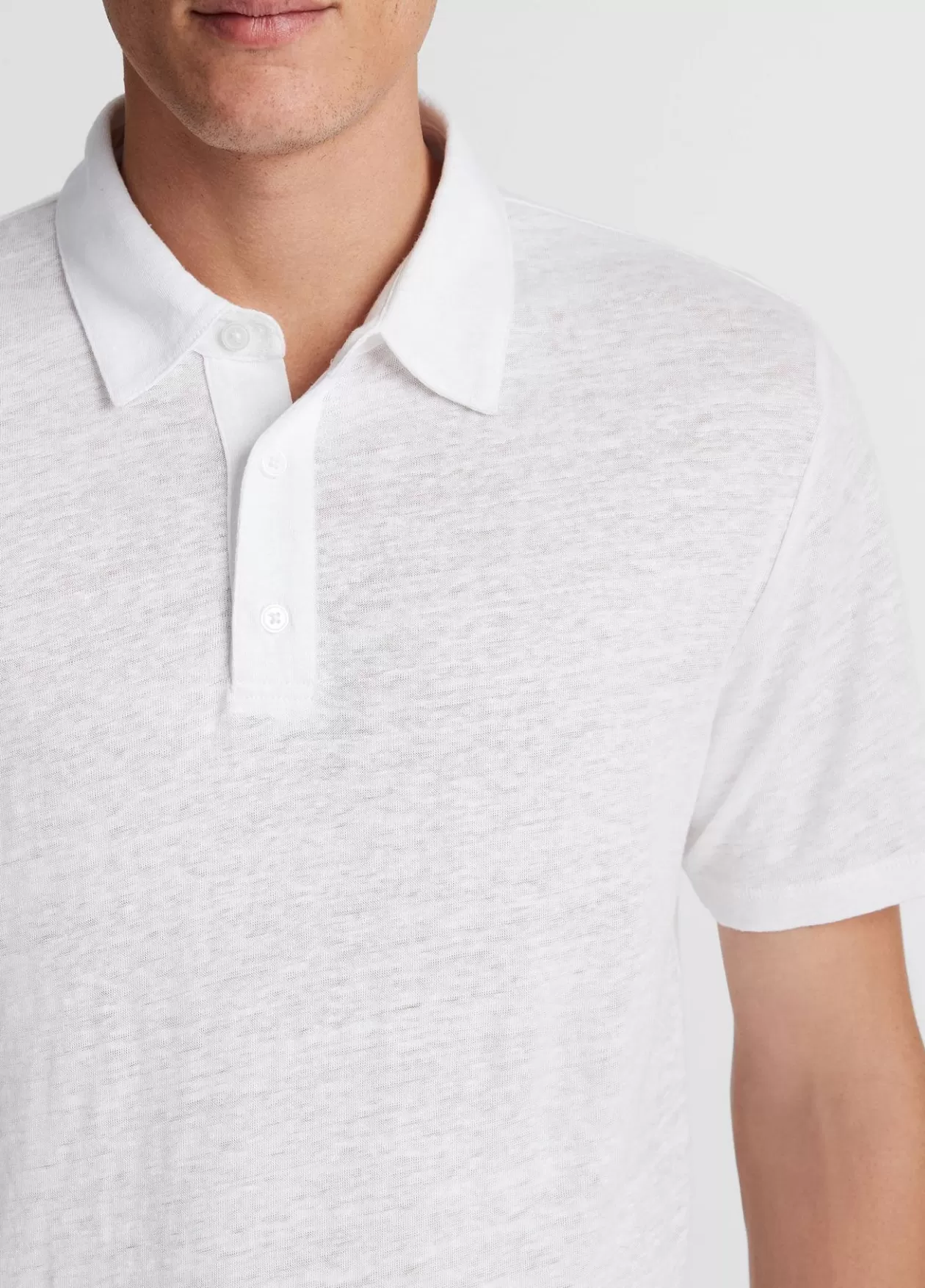 Online Vince Linen Polo Shirt optic white